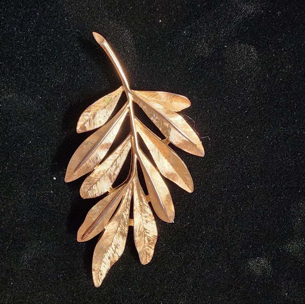 Trifari Goldtone Olive Branch Brooch